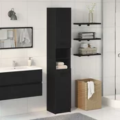 vidaXL vidaXL Črn hrastov kopalniški kabinet - 32x34x188,5 cm, (22040457)