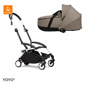 Stokke Ogrodje vozička white frame z new born shell Yoyo taupe