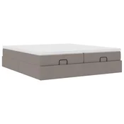 Vidaxl Otomanski posteljni okvir z vzmetnicami taupe 180x200 cm blago