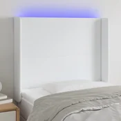 vidaXL vidaXL LED posteljno vzglavje belo 103x16x118/128 cm umetno usnje, (20794074)