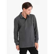 OMBRE Moška pletena majica s polo ovratnikom V1 OM-SSNZ-0149 grafitna MDN124170 S