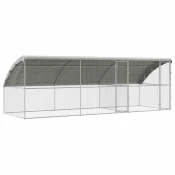 Vidaxl Kletka za piščance srebrna 600 x 200 x 198.5 cm Cinkana jeklena