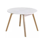 Stol Houston 981 Hrast, Sjajno bijela, 73cm, EstensioneNastavak, Prirodno drvo furnira, Drvo