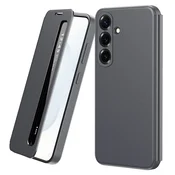 GS Usnjen ovitek za Samsung Galaxy A57 5G Smart View z oknom, siv