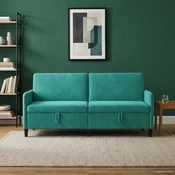 vidaXL Sofa s shrambo Turkizna 192 x 78 x 87 cm Poliester
