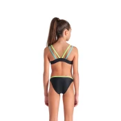 Arena two pieces solid girls black/soft green/water 116cm