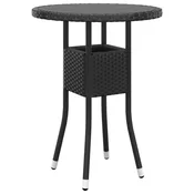 Vidaxl Vrtna miza O60x75 cm kaljeno steklo in poli ratan črna