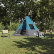 vidaXL Šotor s streho Drugo Modra in črna 383 x 338 x 217 cm Poliester