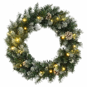 Božicni vijenac s LED svjetlima zeleni 60 cm PVC