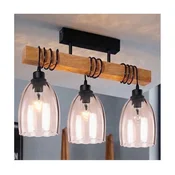 Brilagi - Pritrjen lestenec WOOD GLASS 3xE27/60W/230V borovica/črna/dimno bež