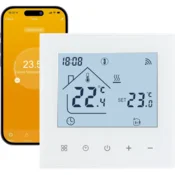 Nikcorp Pametni sobni termostat Beok TDR89W-WIFI-WPB Wi-Fi za plinski kotel in talno ogrevanje, žični stenski regulator, 3 A, podpora Tuya Smart, glasovno upravljanje Alexa in Google Home, bel, tedenski urnik