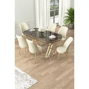 Hanah Home Set Trpezarijski sto i 6 stolica Lai, Krem