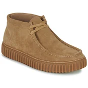 Clarks za moške. 26173663 Torhill Hi rjavi usnjeni gležnjarji (42.5), Rjava, Ravna stran, Čipke, Priložnostno