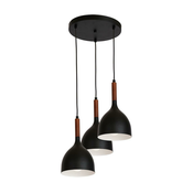 Luster na sajli NOAK WOOD 3xE27/15W/230V crna/buk
