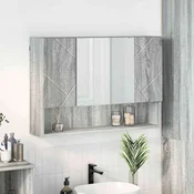 vidaXL Kopalniška ogledalna omara z vrati Siva sonoma 80 x 17 x 55 cm