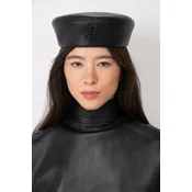 RUSLAN BAGINSKIY kapa ženska usnjena Leather Pillbox Hat