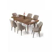 HANAH HOME Rasklopivi trpezarijski sto i stolice (7 delova) Uzi Baroque Cappuccino