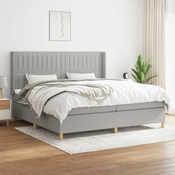 Greatstore Box spring postelja z vzmetnico svetlo siva 200x200 cm blago