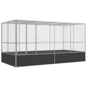 Vidaxl Ptičja voliera s podaljškom srebrna 418x207x212 cm jeklo