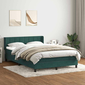 vidaXL vidaXL Box spring postelja z vzmetnico temno zelena 160x220 cm žamet, (21792232)