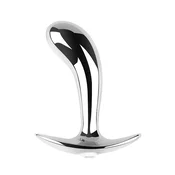 SuperLove Curved Anal Plug Silver-Clear Gem Small
