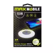MAXMOBILE BEŽICNI PUNJAC WI-076 QC QUICK CHARGE 15W bijeli