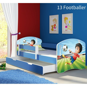 Drveni djecji krevet 140×70 s bocnom stranicom i dodatnom ladicom na izvlacenje - plavi - 13