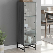 vidaXL Visoka omara s steklenimi vrati siva sonoma 35x37x120 cm