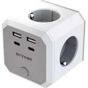 Blitzwolf BlitzWolf BW-EC2 – 8-v-1 napajalna kocka,podaljški(4x 230 V, 2x USB-A, 2x USB-C)