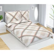 Bellatex Saten posteljnina Kostka bež , 140 x 220cm, 70 x 90 cm