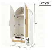 SONNENH Garderobna omara, 70 x 55 x 170 cm, les, bela, predali za shranjevanje, zaprti prostor za shranjevanje, za shranjevanje v spalnici