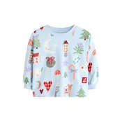 Next Majica Christmas pastelno modra / zelena / rdeča / bela