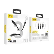 Kabel polnilni ASPOR - 3.0, 3V1, iPhone/Micro/Type-C, 1 m, črna