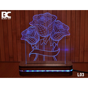 Black Cut 3D Lampa sa 9 razlicitih boja i daljinskim upravljacem - Ruže ( L03 )