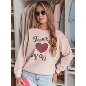 Bluza damska oversize z nadrukiem FEELME różowa Dstreet