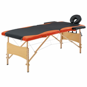 Sklopivi masažni stol s 2 zone drveni crno-narancasti