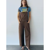 Pull&Bear Kavbojke z naramnicami rjava