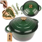 shumee Emajliran lonec iz litega železa 26 cm 5 l, zelene barve