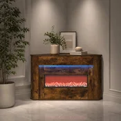 vidaXL Kamin z LED-trakom Dimljen hrast 95 x 42,5 x 60 cm