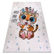 eoshop BAMBINO 1960 pralna preproga Tiger, indijanska za otroke proti zdrsu - bela ( - Velikost: 80x150 cm)