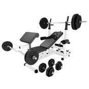 Gorilla Sports Multifunkcionalna benc klupa dodacima za vežbanje i tegovima 100 kg (Bela) ( 100411-00006-0048 )