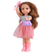 Lutka Moni Toys - Uz haljinu s ružicastim tilom i ružicaste cizme, 36 cm