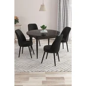 Hanah Home trpezarijski set Kea, sto i 4 stolice, ploca u dekoru crnog mermera, crna tkanina Babyface