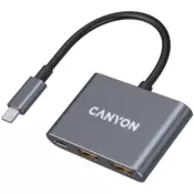 CANYON hub DS-3 3-u-1 USB-C tamnosiva CNS-TDS3