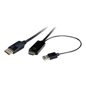 ROLINE Roline HDMI / DisplayPort / USB priključni kabel DisplayPort vtič\, HDMI-A vtič\, USB-A vtič 3.00 m črna 11.04.5993 zaščiten HDMI kabel, (20418404)