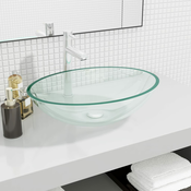vidaXL Stekleni umivalnik 50x37x14 cm prozoren