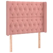 Vidaxl Vzglavje z ušesi roza 93x16x118/128 cm žamet