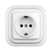 Elhard - Keramicka retro kucna uticnica sa okvirom SCHUKO 230V bela