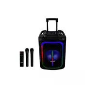 AKAI karaoke 800W PMPO, FM, LED, 15, daljinsk, kolica-rucka, 2xbež mik, ABTS-15