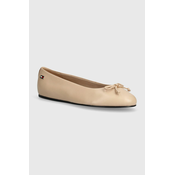 Usnjene balerinke Tommy Hilfiger ESSENTIAL CHIC BALLERINA bež barva, FW0FW08059